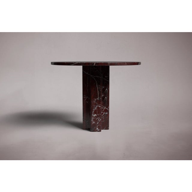 Postmodern Arti Rosso Levanto Marble Round Dining Table 35.4" For Sale - Image 3 of 5