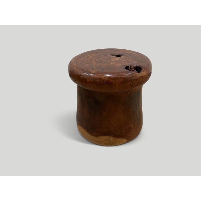 Contemporary Andrianna Shamaris Century Old Teak Wood Side Table or Stool For Sale - Image 3 of 5