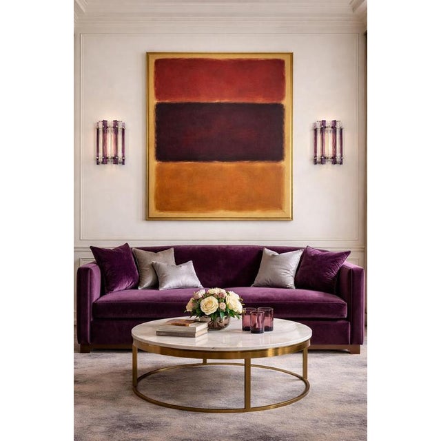 Pair wall sconces made by 7 Murano crystal prism (triedri) for each applique in a chrome metal frame. The shape of this...