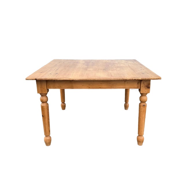Farmhouse Rustic Pine Square Farmhouse Table For Sale - Image 3 of 8