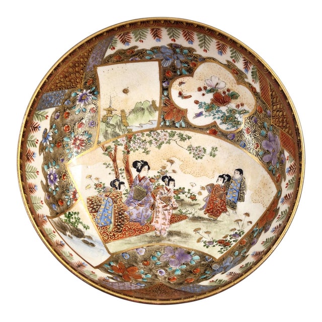 Gold Antique Meiji Japanese Satsuma Bowl by Kozan, 1890s For Sale - Image 8 of 15