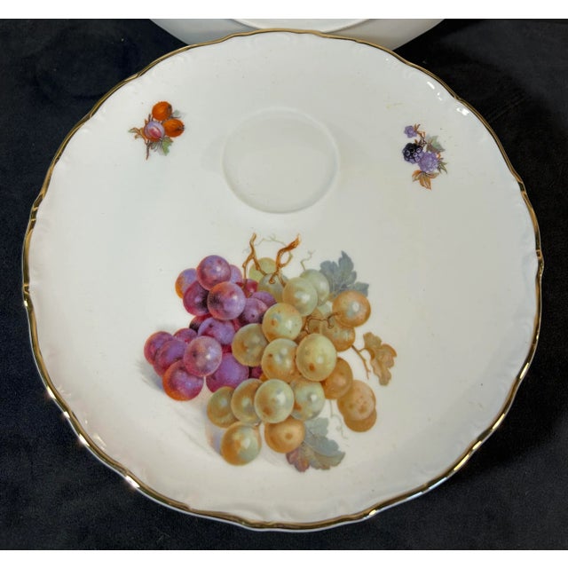 1940s Antique Gold Rimmed Fruit Motif Appetizer Plates Made in Germany - Set of 6 For Sale - Image 5 of 10