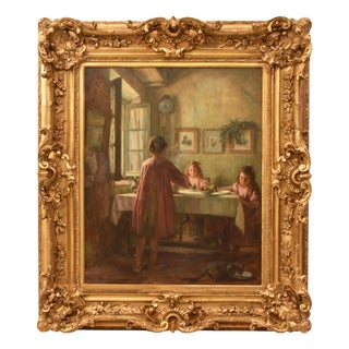Marius Théodore Barthalot, Interior Scene Domestic Interior, 1890s, Oil on Canvas For Sale