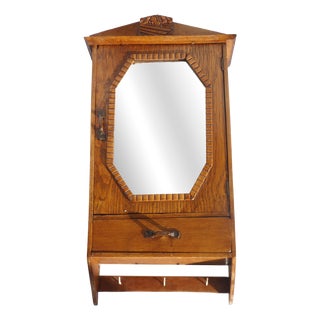 Vintage Art Deco Wooden Wall Cabinet with Mirror, 1920s For Sale