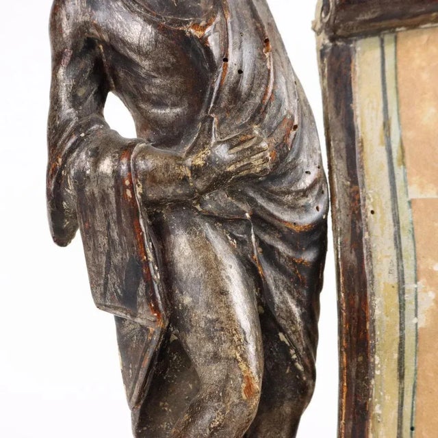 18th Century Cartouche Holder and Sculpture in Wood For Sale - Image 5 of 8