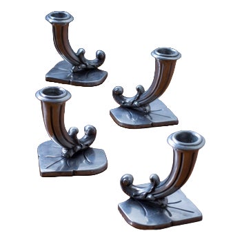 Pewter Candleholders from GAB, 1951, Set of 2 For Sale