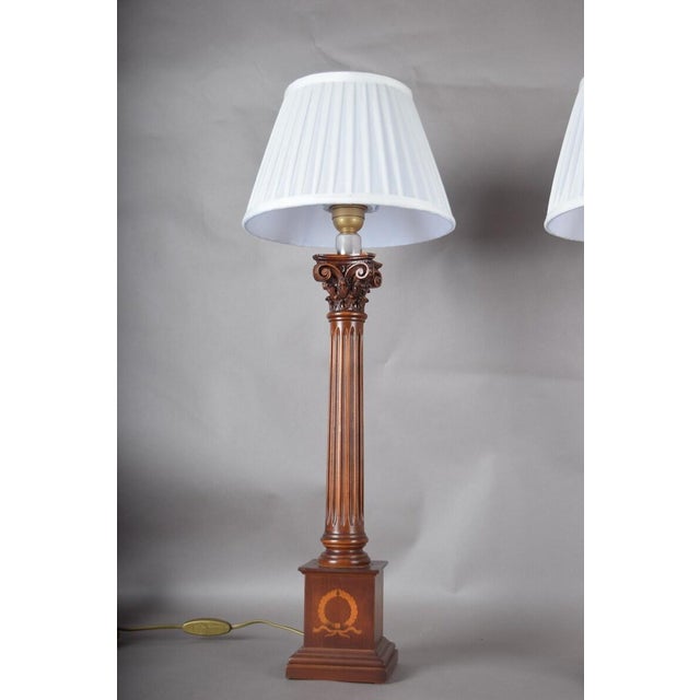 Neoclassical Wooden Fluted Column Table Lamps, 1960s, Set of 2 For Sale - Image 11 of 15