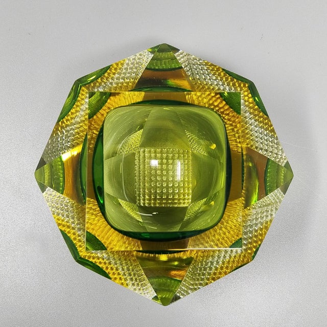 Mid-Century Modern Vintage Green and Yellow Ashtray by Flavio Poli for Seguso, 1960s For Sale - Image 3 of 7