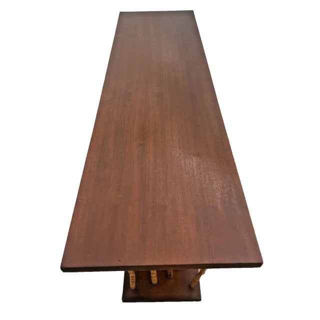 Mid-Century Console Sofa Table Hollywood Regency Bamboo & Wood Forest-Base For Sale - Image 9 of 15