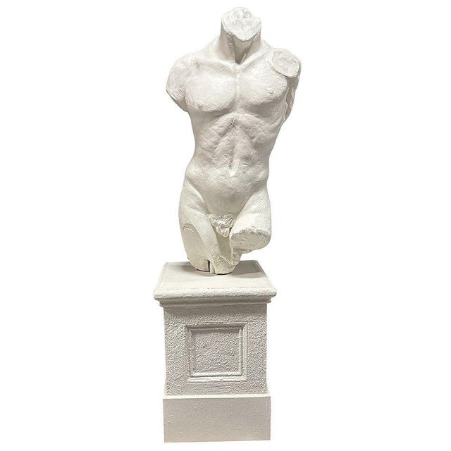 This larger-than-life 6' 9" faux marble male bust sculpture commands attention, featuring a refined hollow design in...