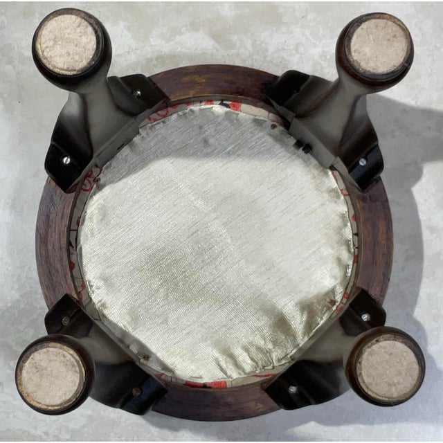 1970s Beautifully Crafted Vintage Victorian-Style Footstool With Suzani Embroidery For Sale - Image 5 of 11