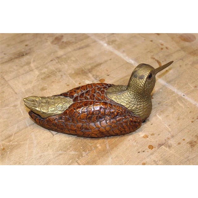 Italian Wood and Brass Bird, 1970s, in Very Good conditions. Designed 1970 to 1979