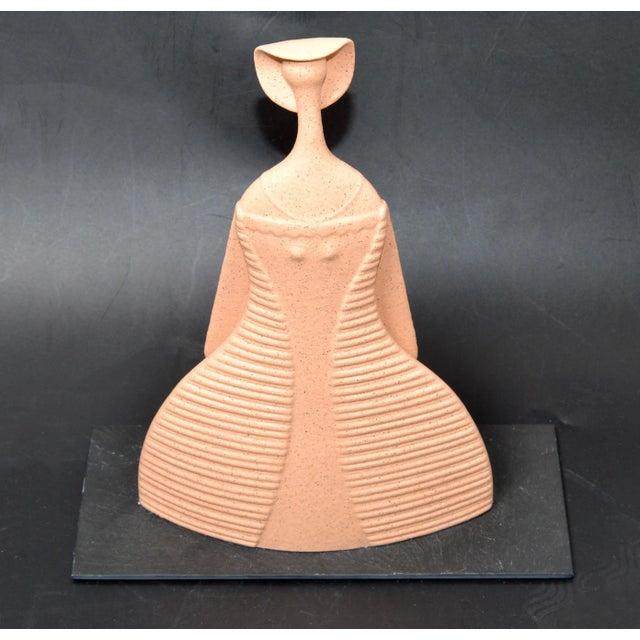 Lineasette Italy Vintage peach colored hand carved ceramic lady figurine or table sculpture Mid-Century Modern. Figurative...