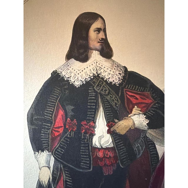Louis XIII & Anne of Austria French Court Costume, 1847, Lithograph For Sale - Image 4 of 10
