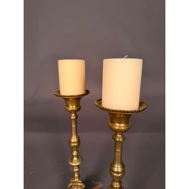 Bronze Pair of 19th Century French Gothic Style Bronze Candelabra With Cherub Motifs, Circa 1890 For Sale - Image 8 of 17