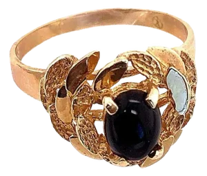 14 Karat Yellow Gold and Solitaire Cabochon Onyx Contemporary Ring