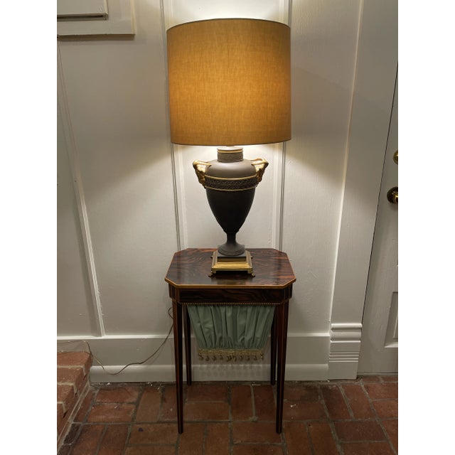 Neoclassical Basalt With Gilt Rams Heads Lamp For Sale - Image 4 of 6