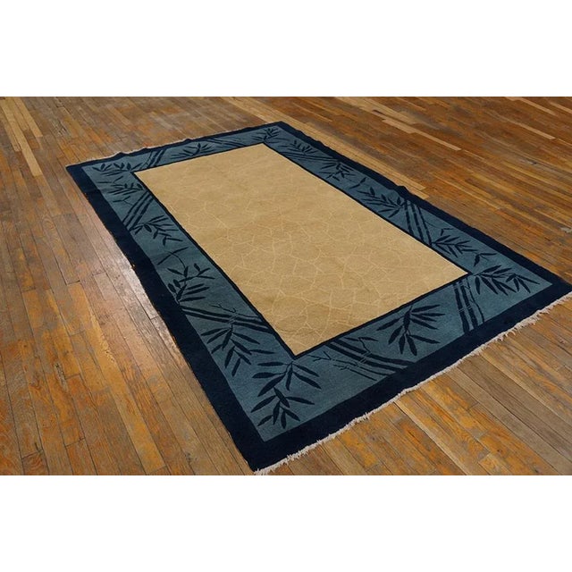 Chinese 1920s Beige Ivory Blue Antique Chinese Peking Crackle Carpet 5'x7'10" Wool Rug For Sale - Image 3 of 7
