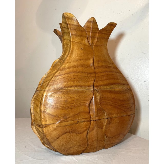 Up for sale is a large high quality vintage hand carved wooden figural vase. It's carved with exquisite detailing in the...