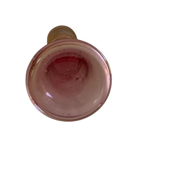 Antique Victoria Moser Bohemian Cranberry Glass Mantel Bud Vase Gold Gilded Floral Late 19th Century For Sale - Image 4 of 4