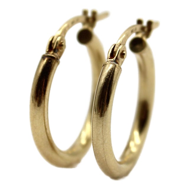 Vintage 14k Gold Hoops, Pair For Sale