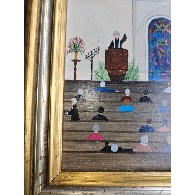 1980s Charming Primitive New Hope Pa Painting by John Loeper For Sale - Image 5 of 6