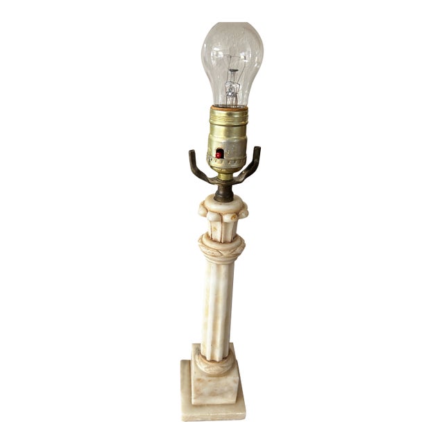 Vintage Neoclassical Italian Marble Column Lamp For Sale