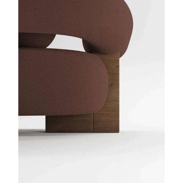 Contemporary Cassete Sofa in Boucle Dark Brown and Smoked Oak by Alter Ego for Collector For Sale - Image 3 of 5
