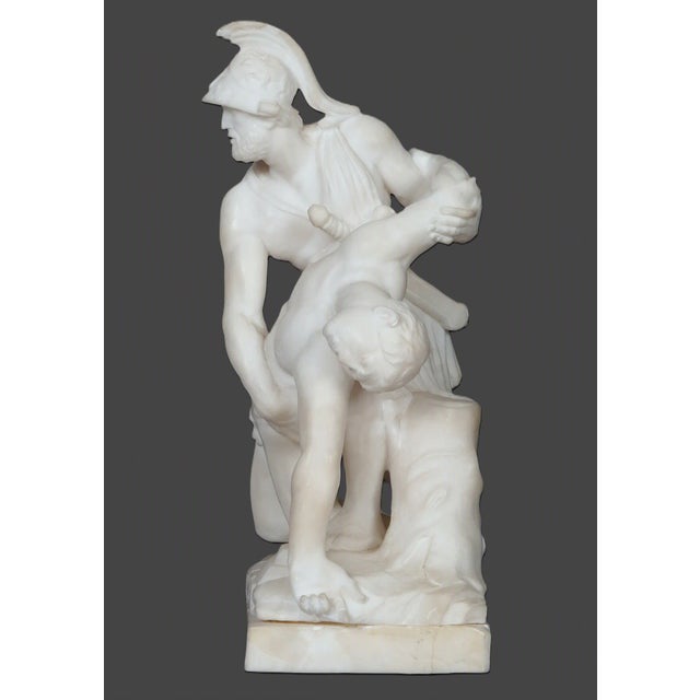 Italian Pair of Antique Italian Marble Mythological Sculptures, Hercules & Diomedes and Menelaus Carrying Patroclus, Attributed to Antonio Frilli Description For Sale - Image 3 of 14