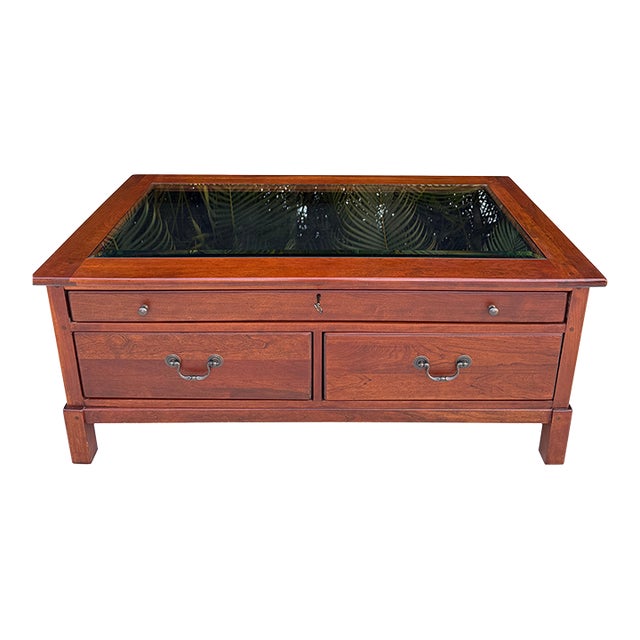 1990s Bob Timberlake Lexington Furniture Glass Top Display Coffee Table For Sale