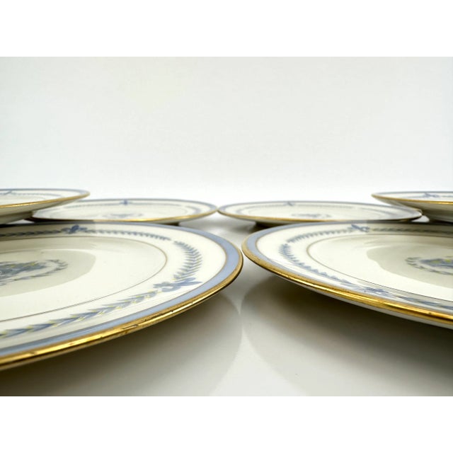 1940s Vintage 1940s Lamberton Blue and Ivory Puritan China Small Plates- Set of 10 For Sale - Image 5 of 10