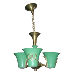 French Atelier Petitot 1940s Three-Light Chandelier