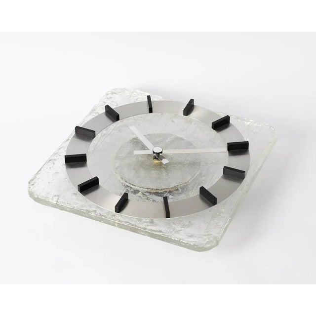 Black Acrylic Glass & Brushed Aluminium Wall Clock from Kienzle, 1970s For Sale - Image 8 of 9