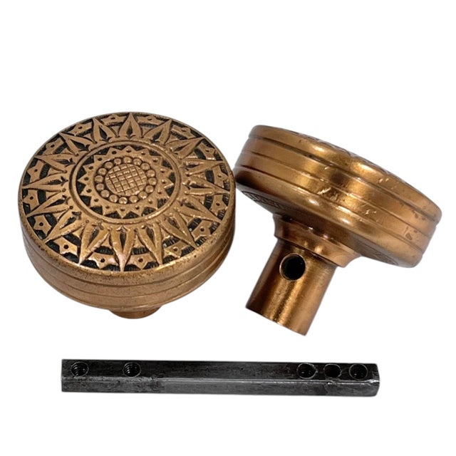 1880s Rare Antique American Bronze Door Knobs - A Pair For Sale - Image 6 of 7