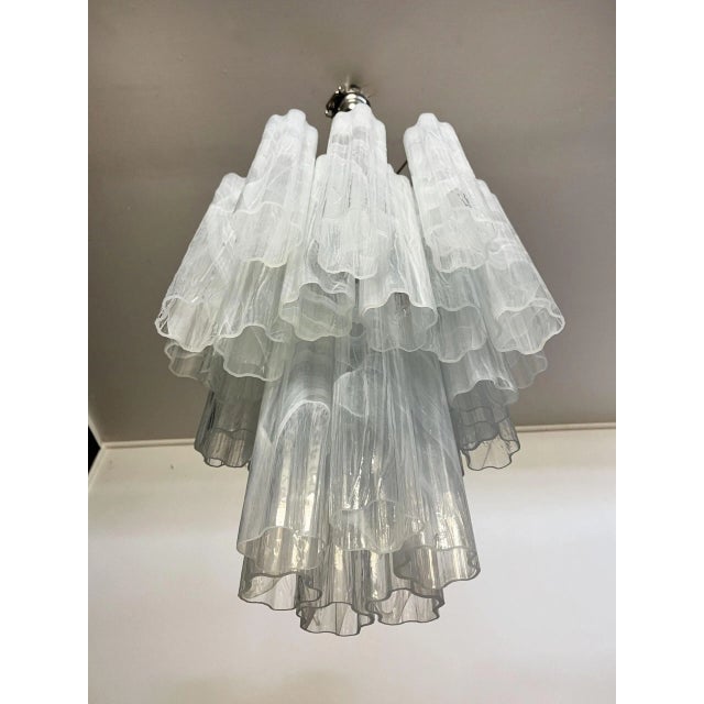 2020s Murano Style Glass Tube Chandelier – 30 Albaster White Glasses For Sale - Image 5 of 5