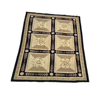 Henri Samuel Style French Aubusson Needlepoint Medallion Tapestry For Sale