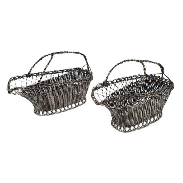 Vintage French Style Metal Wine Baskets or Bottle Holders, 1970s, Set of 2 For Sale - Image 13 of 13