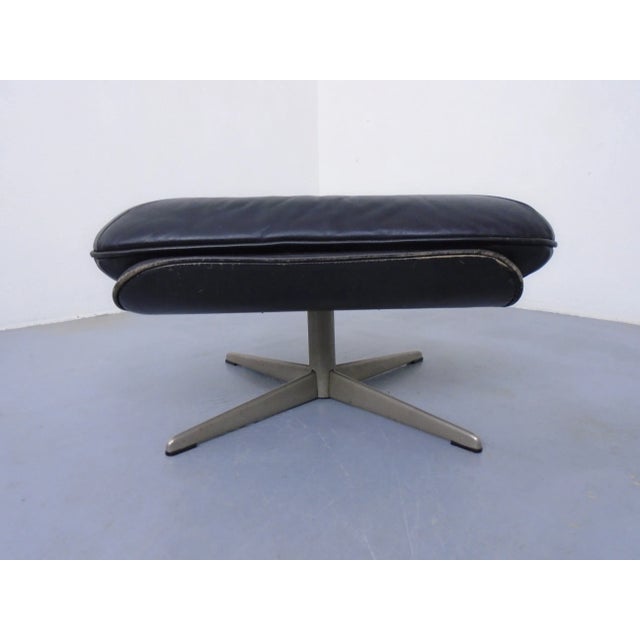 Black Leather Ottoman, Germany, 1960s For Sale - Image 6 of 13