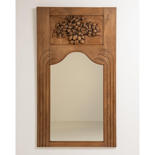19th Century France Art Nouveau Tan Wood Mirror For Sale - Image 4 of 7