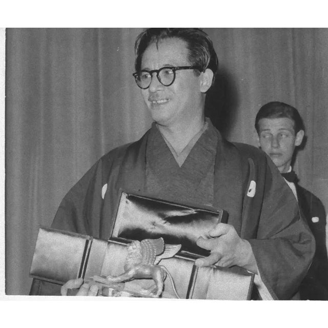 Vintage Photo. Hiroshi Inagaki receiving the Golden Lion at the Venice Film Festival for the movie ''Rickshaw Man'', 1957....