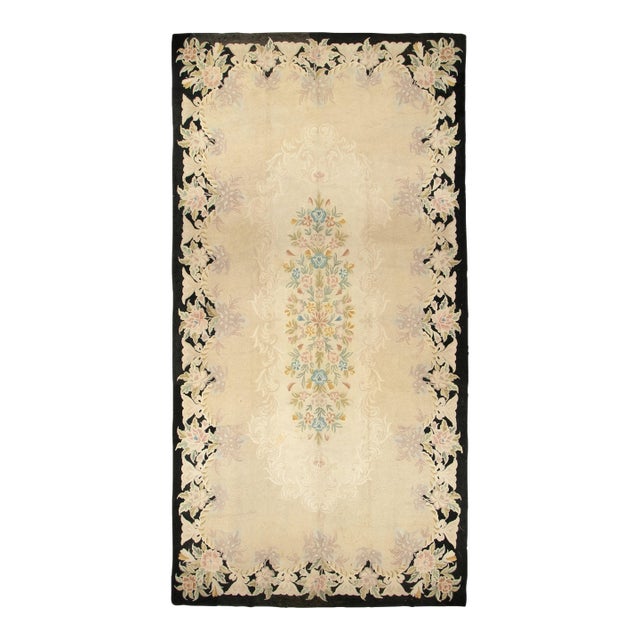 Oversized Vintage Hooked Floral Wool Runner by Rug & Kilim, 1950-1959 For Sale
