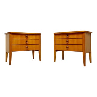 Mid-Century German Beech Bedside Tables from Wk Möbel, 1960s, Set of 2 For Sale