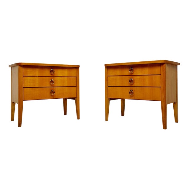 Mid-Century German Beech Bedside Tables from Wk Möbel, 1960s, Set of 2 For Sale