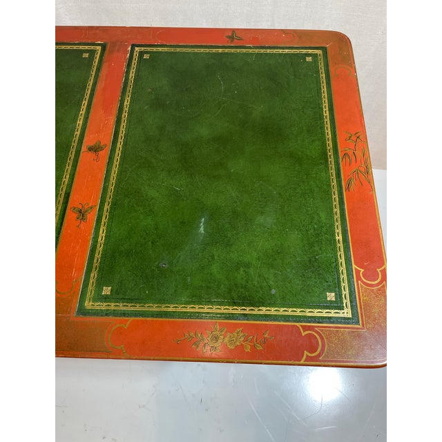 Salmon Louis XV Style Chinoiserie Writing Desk by Baker For Sale - Image 8 of 12