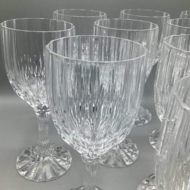 French Crystal Fluted Stem Bretagne Water Goblets-Set of 12 For Sale - Image 11 of 12