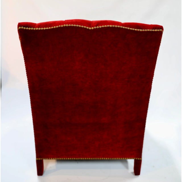 Red Velvet English Chairs - Set of 2 For Sale - Image 4 of 7