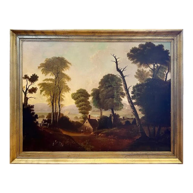 19th Century American Landscape Painting in Style of George Caleb Bingham For Sale