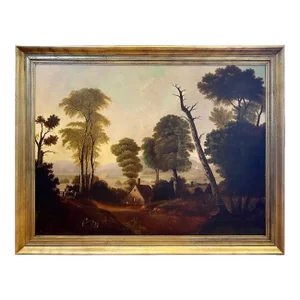 19th Century American Landscape Painting in Style of George Caleb Bingham