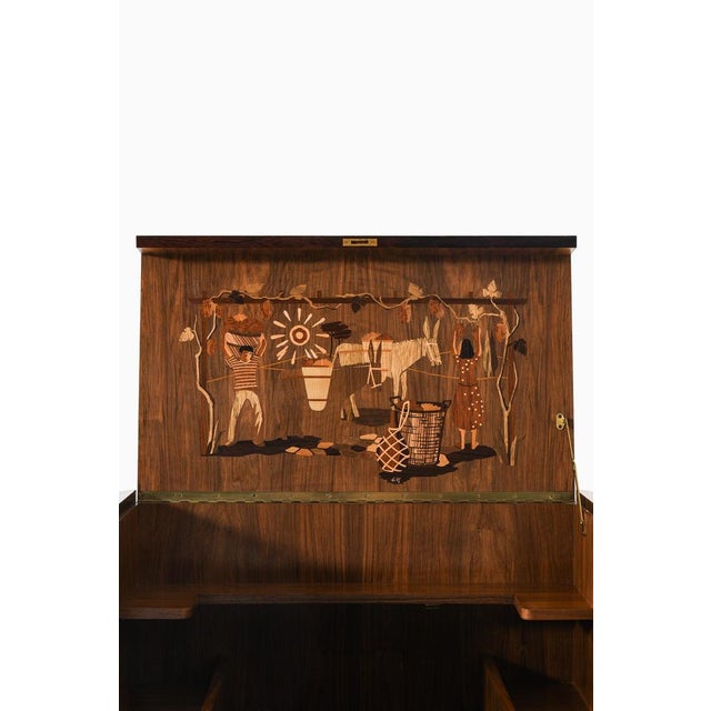 Metal Bar Trolley in Brass and Rosewood from Erik Matsson, 1930s For Sale - Image 7 of 15