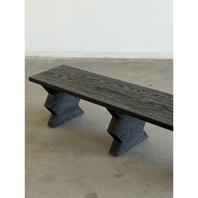 Made to Order: Ebonized Oak Zig Zag Bench For Sale - Image 9 of 9
